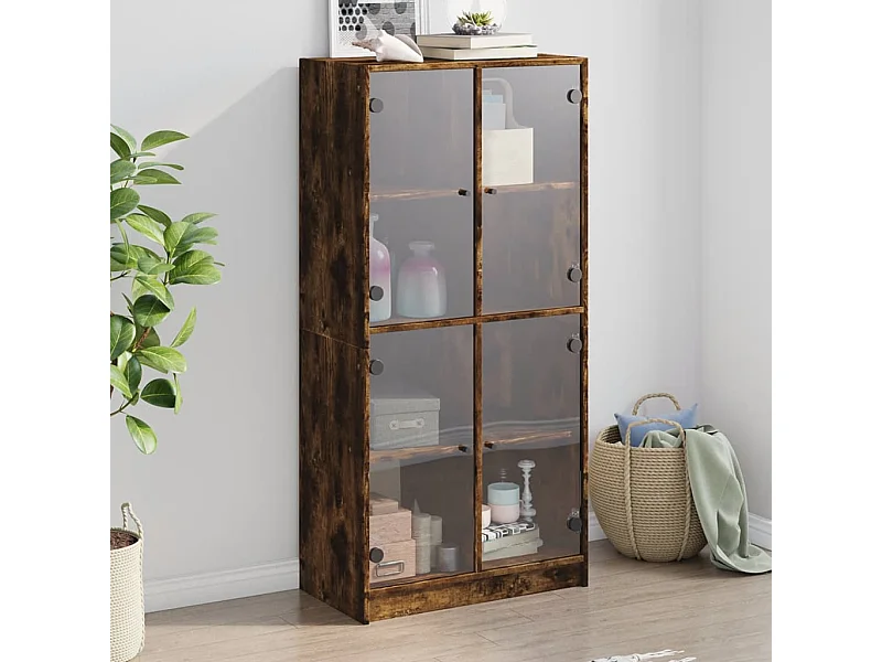 Credenza | Buffet | Armadio con Ante Rovere Fumo 68x37x142 cm Legno Multistrato