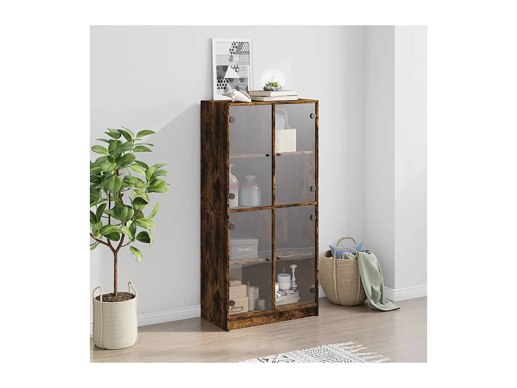 Credenza | Buffet | Armadio con Ante Rovere Fumo 68x37x142 cm Legno Multistrato