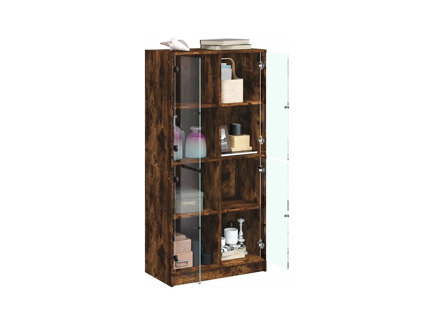 Credenza | Buffet | Armadio con Ante Rovere Fumo 68x37x142 cm Legno Multistrato