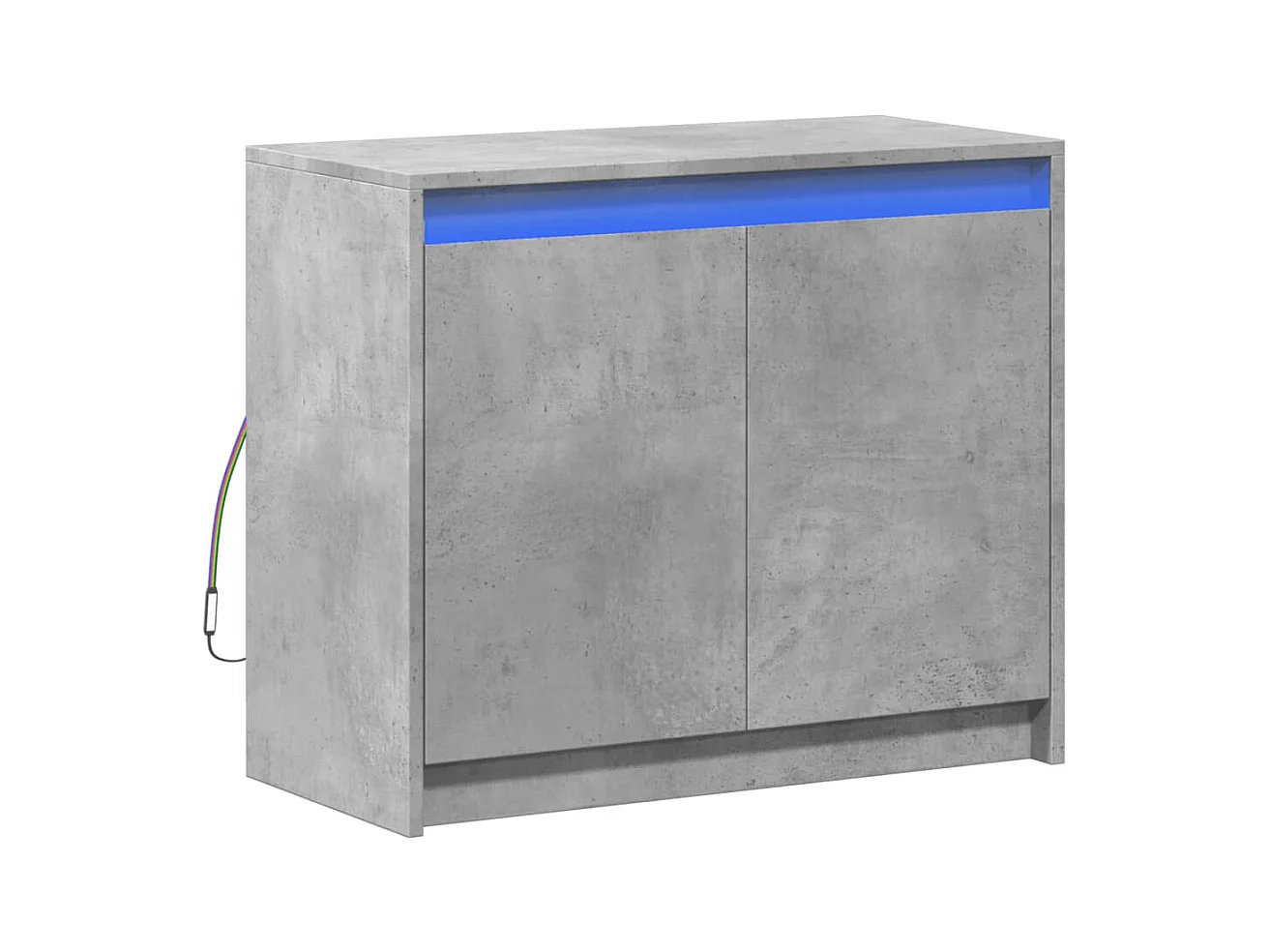 Buffet | Bahut | Meuble de rangement avec LED gris béton 72x34x61 cm bois d'ingénierie