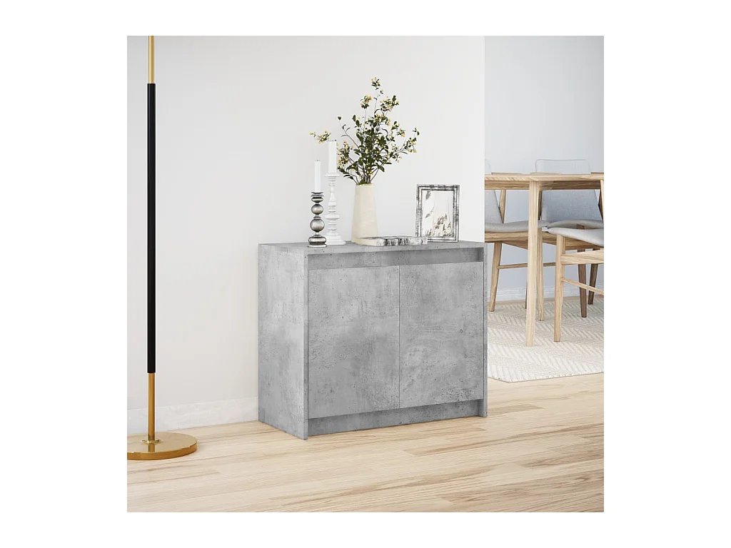 Buffet | Bahut | Meuble de rangement avec LED gris béton 72x34x61 cm bois d'ingénierie
