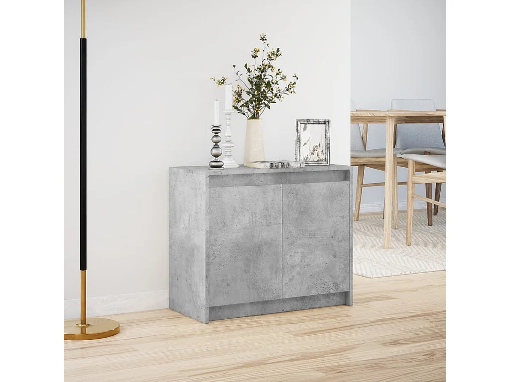 Buffet | Bahut | Meuble de rangement avec LED gris béton 72x34x61 cm bois d'ingénierie