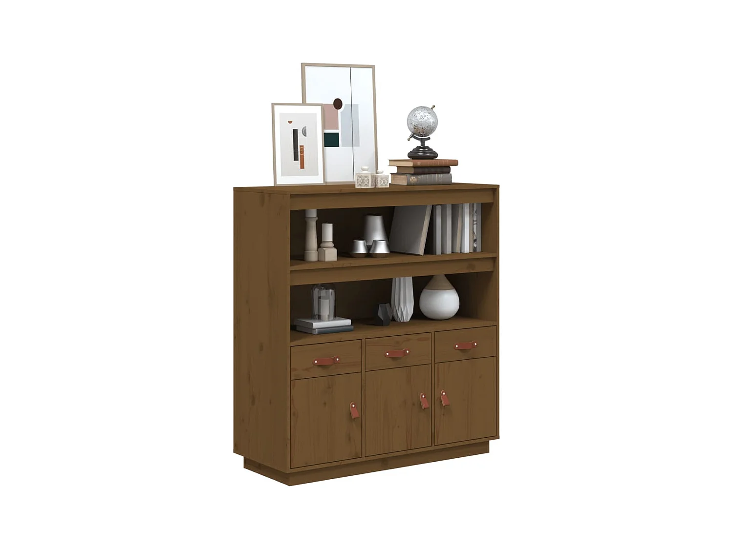 Buffet | Bahut | Meuble de rangement haut Marron miel 100x40x108,5 cm Bois massif de pin