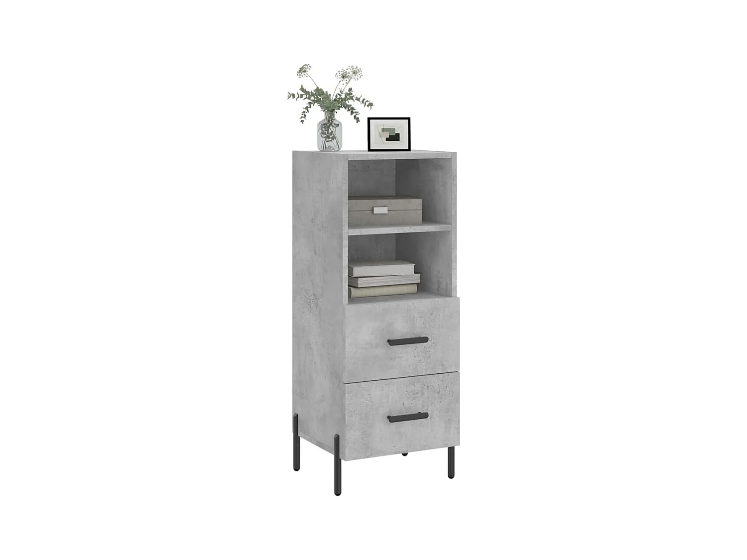 Buffet | Bahut | Meuble de rangement Gris béton 34,5x34x90 cm Bois d'ingénierie