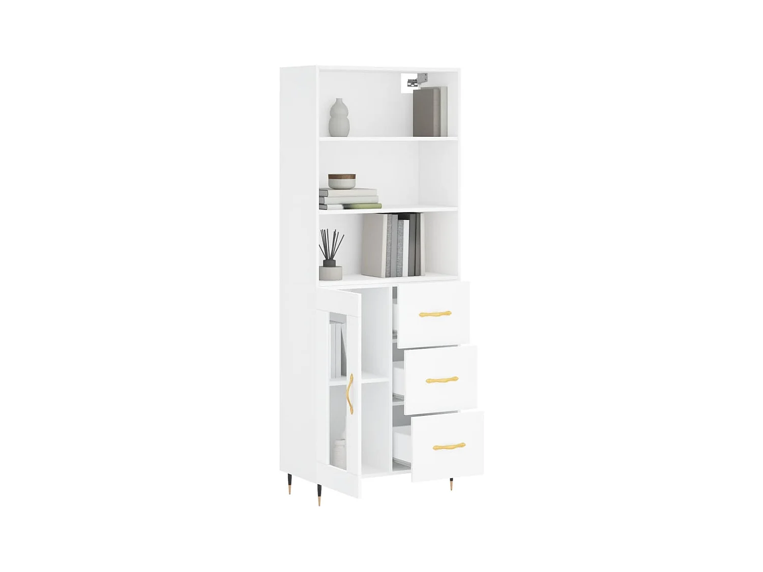 Buffet | Bahut | Meuble de rangement haut Blanc 69,5x34x180 cm Bois d'ingénierie