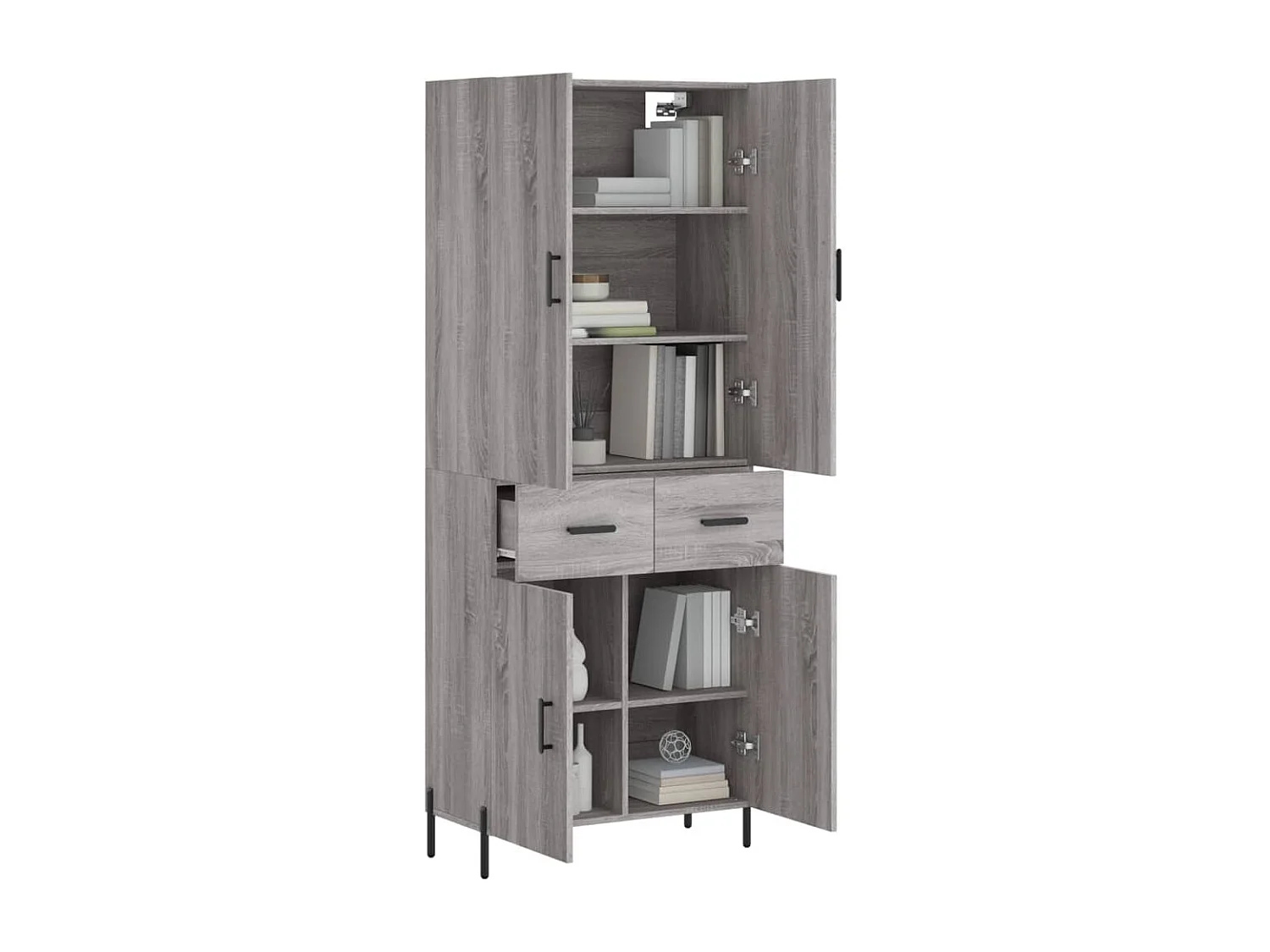 Buffet | Bahut | Meuble de rangement haut Sonoma gris 69,5x34x180 cm Bois d'ingénierie