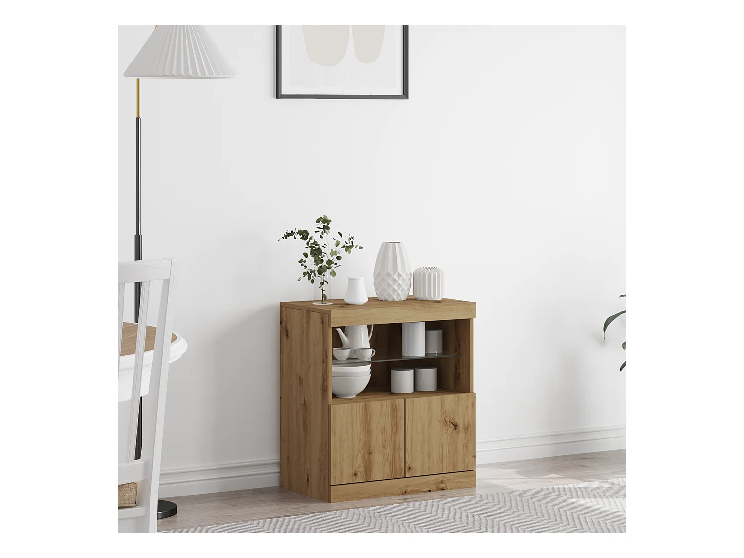 Buffet | Bahut | Meuble de rangement avec lumières LED Chêne Artisan 60x37x67 cm