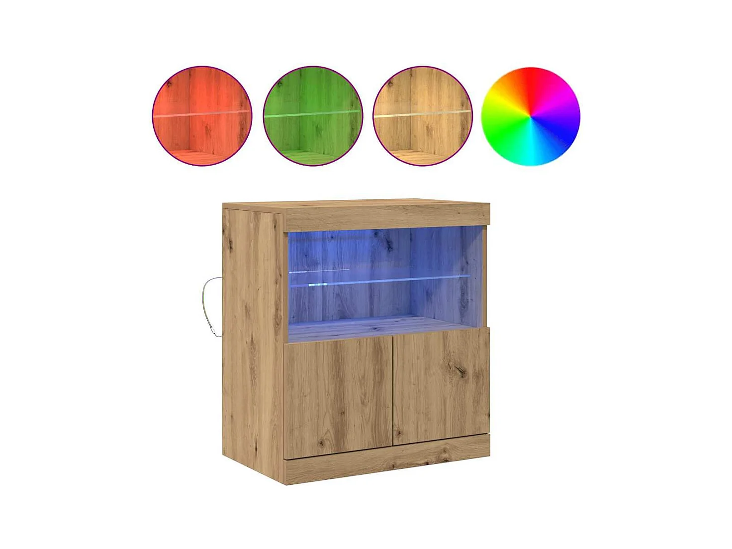 Buffet | Bahut | Meuble de rangement avec lumières LED Chêne Artisan 60x37x67 cm