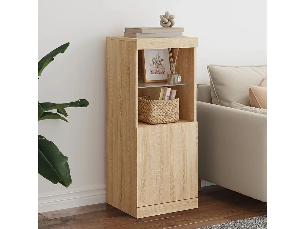 Buffet | Bahut | Meuble de rangement avec lumières LED chêne sonoma 41x37x100 cm