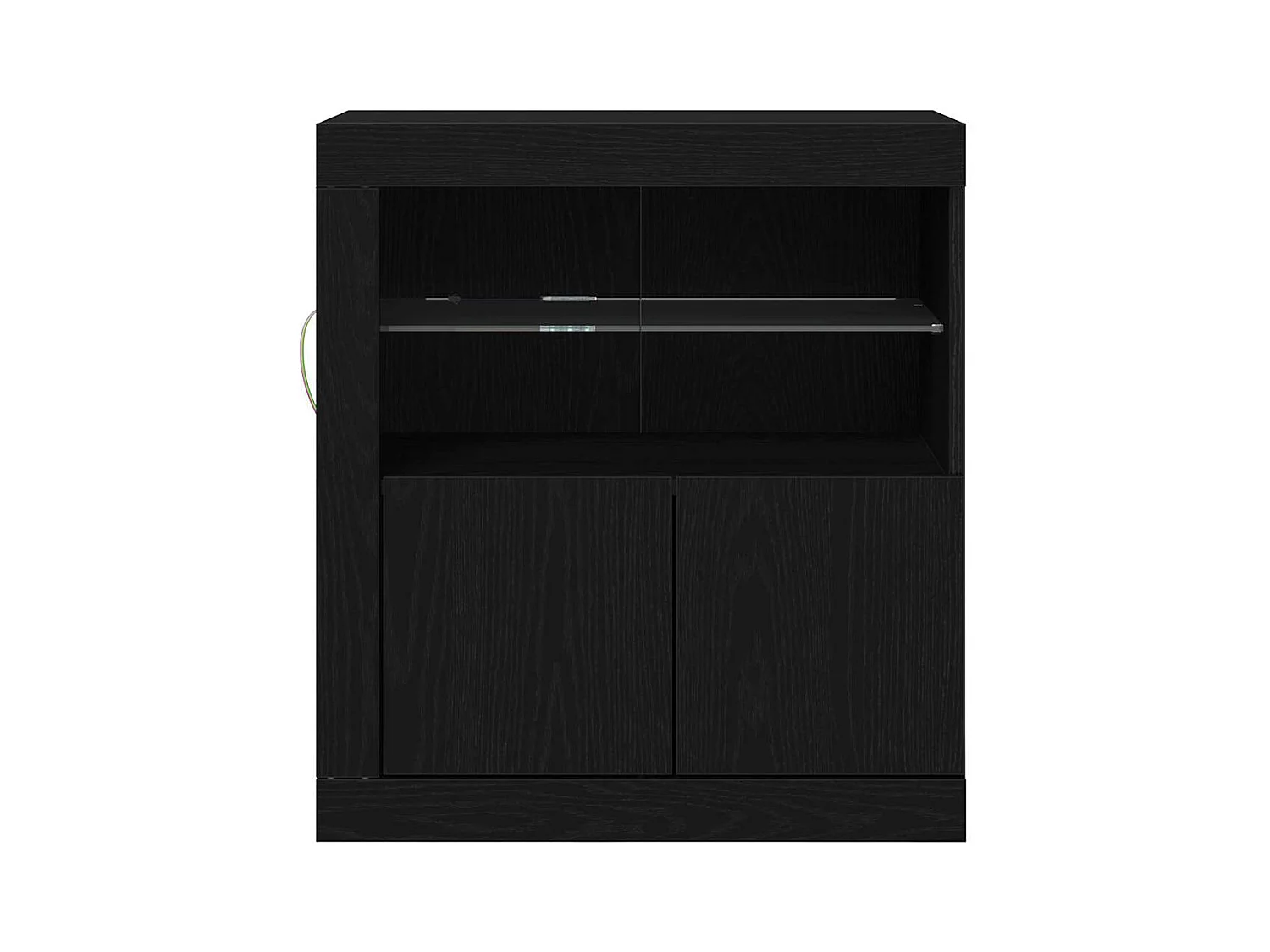 Buffet | Bahut | Meuble de rangement avec lumières LED Noir Chêne 60,5x37x67 cm