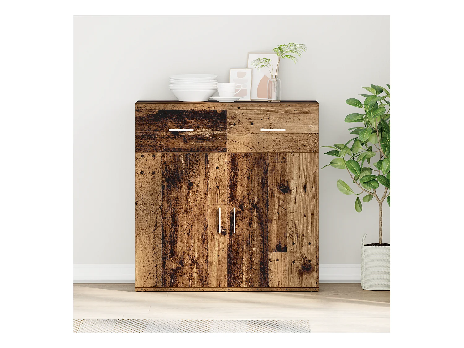 Buffet | Bahut | Meuble de rangement avec tiroir Vieux bois 79 x 38 x 80 cm Bois d'ingénierie