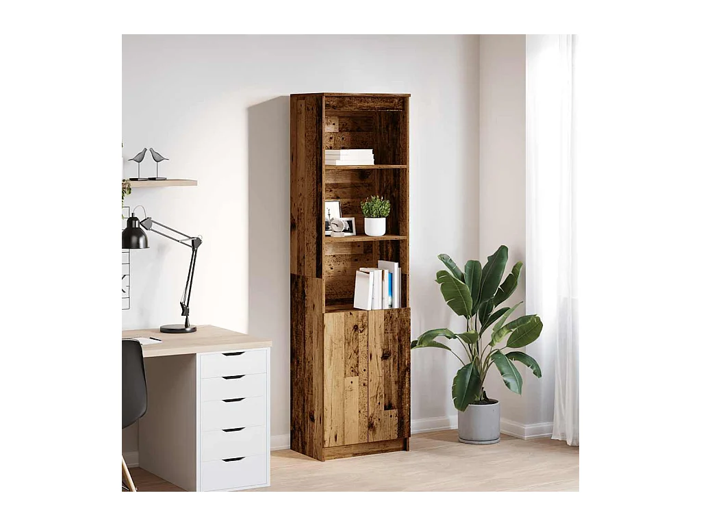 Buffet | Bahut | Meuble de rangement haut vieux bois 50x35x180 cm bois d'ingénierie
