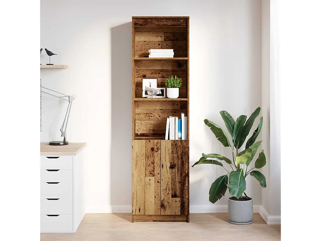 Buffet | Bahut | Meuble de rangement haut vieux bois 50x35x180 cm bois d'ingénierie