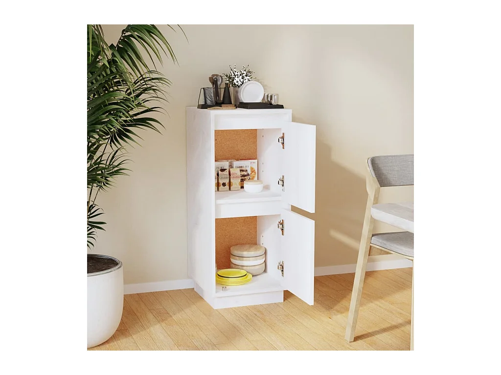 Buffet | Bahut | Meuble de rangement Blanc 31,5x34x75 cm Bois massif de pin