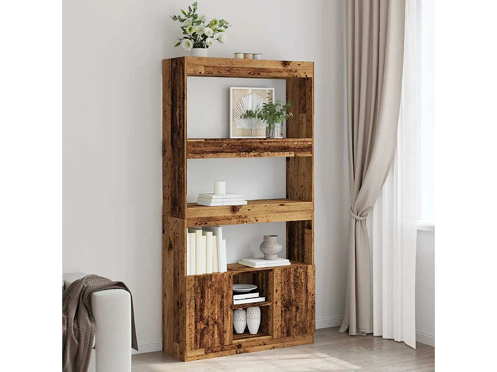 Buffet | Bahut | Meuble de rangement haut vieux bois 92x33x180 cm bois d'ingénierie