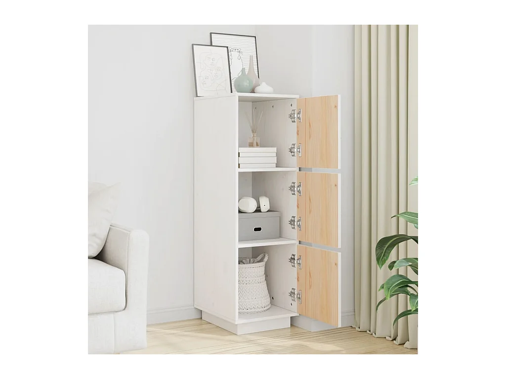 Buffet | Bahut | Meuble de rangement haut Blanc 34x40x108,5 cm Bois massif de pin