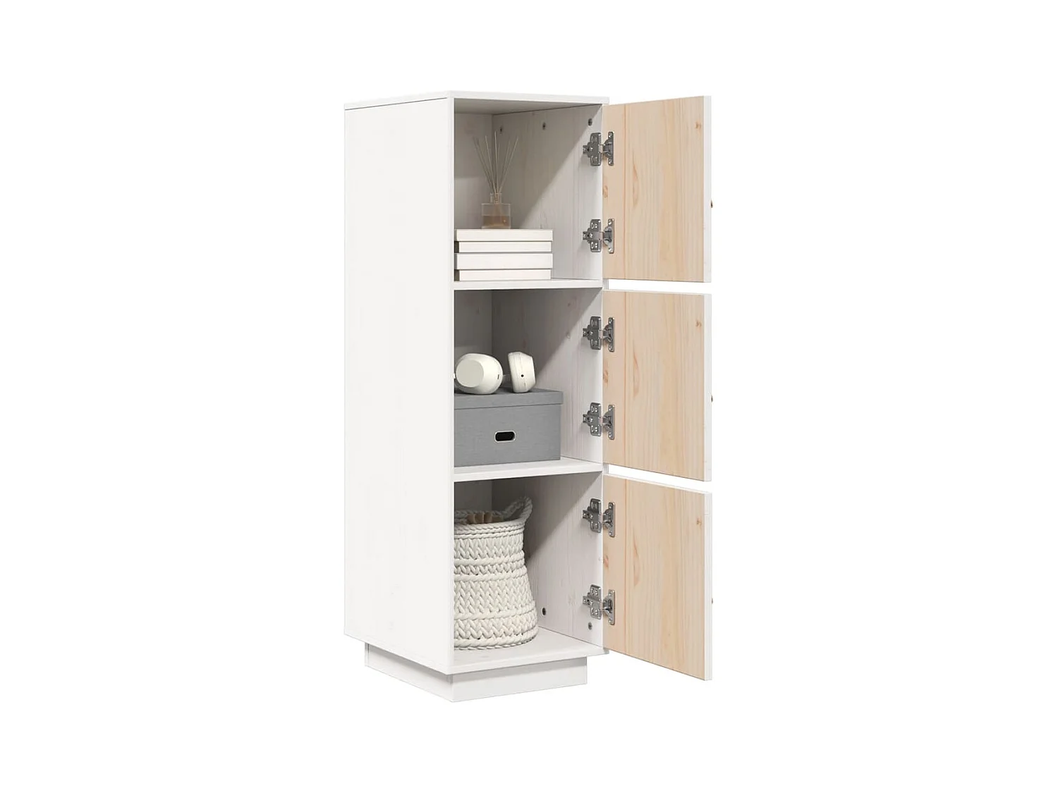Buffet | Bahut | Meuble de rangement haut Blanc 34x40x108,5 cm Bois massif de pin