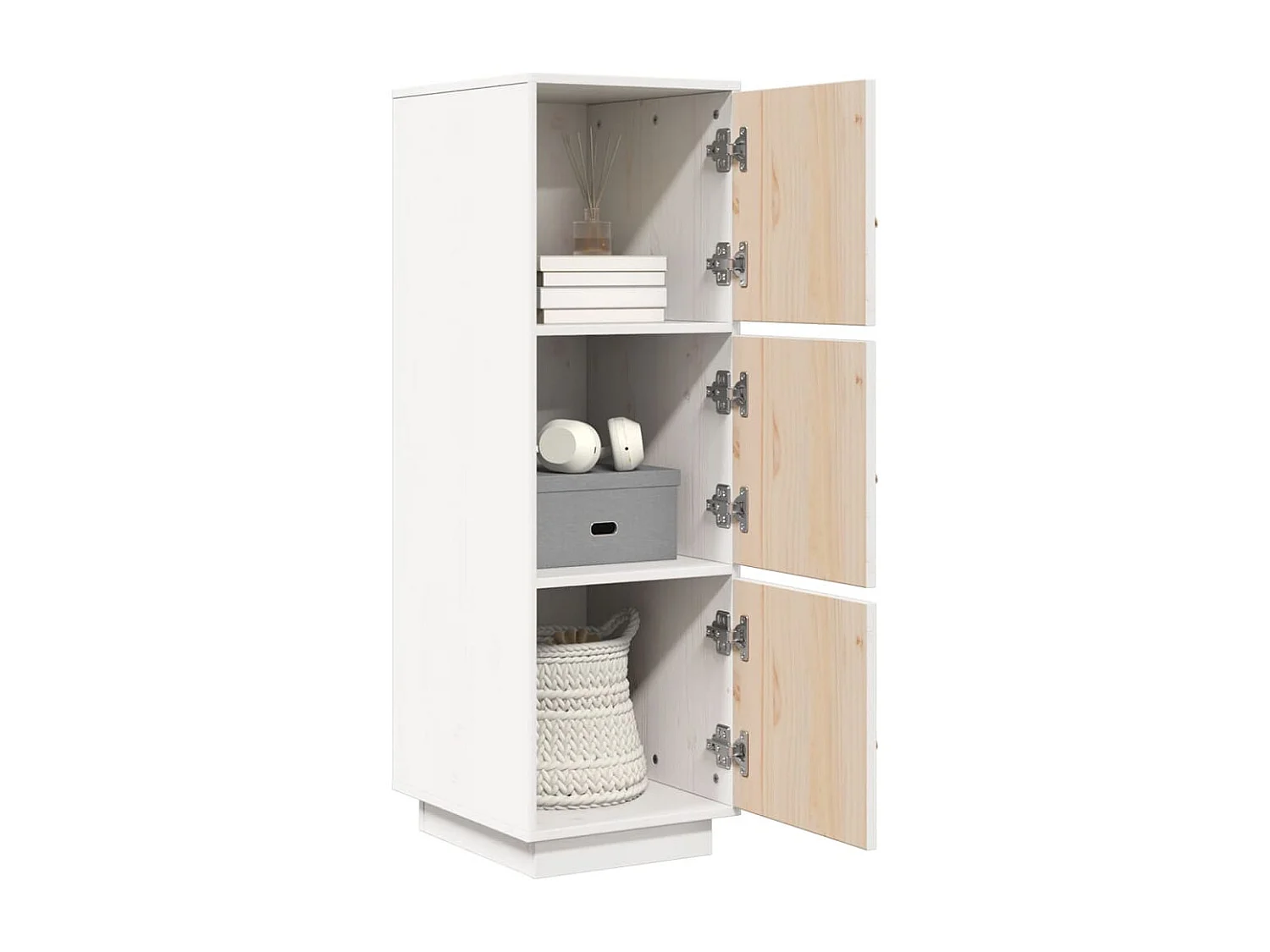 Buffet | Bahut | Meuble de rangement haut Blanc 34x40x108,5 cm Bois massif de pin