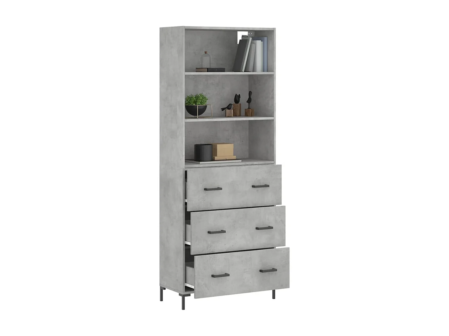 Credenza | Buffet | Armadio Grigio Cemento 69,5x34x180 cm in Legno Multistrato