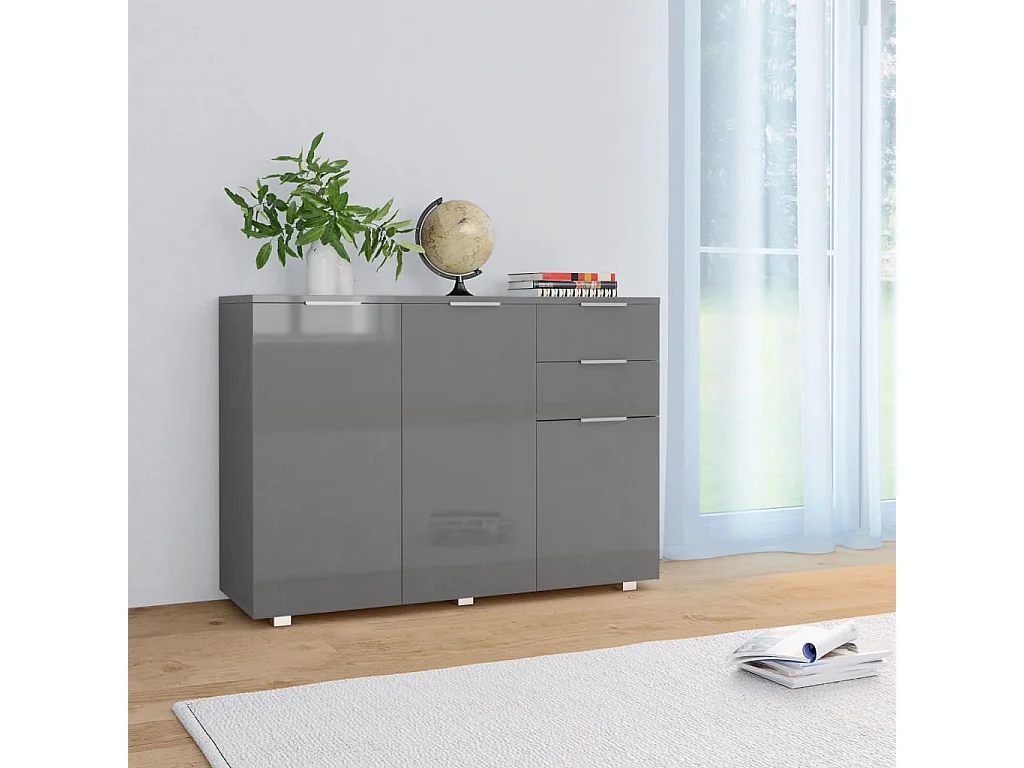 Credenza | Buffet | Armadio Grigio Lucido 107x35x80,5 cm