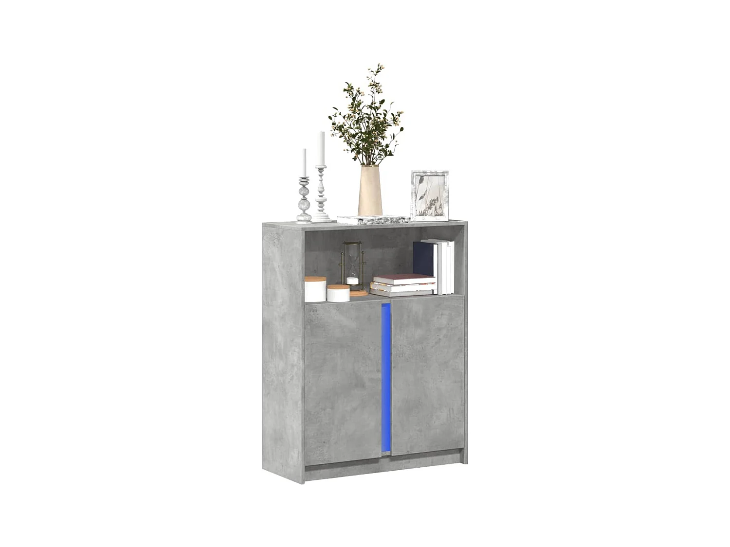 Credenza | Buffet | Armadio con LED Grigio Cemento 77x34x100 cm Legno Multistrato