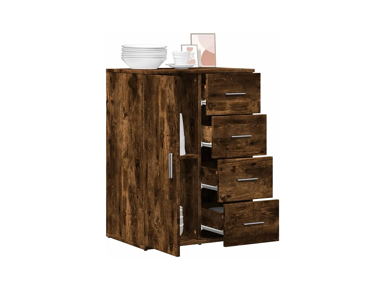 Credenza | Buffet | Armadio Rovere Fumo 59x39x80 cm in Legno Multistrato