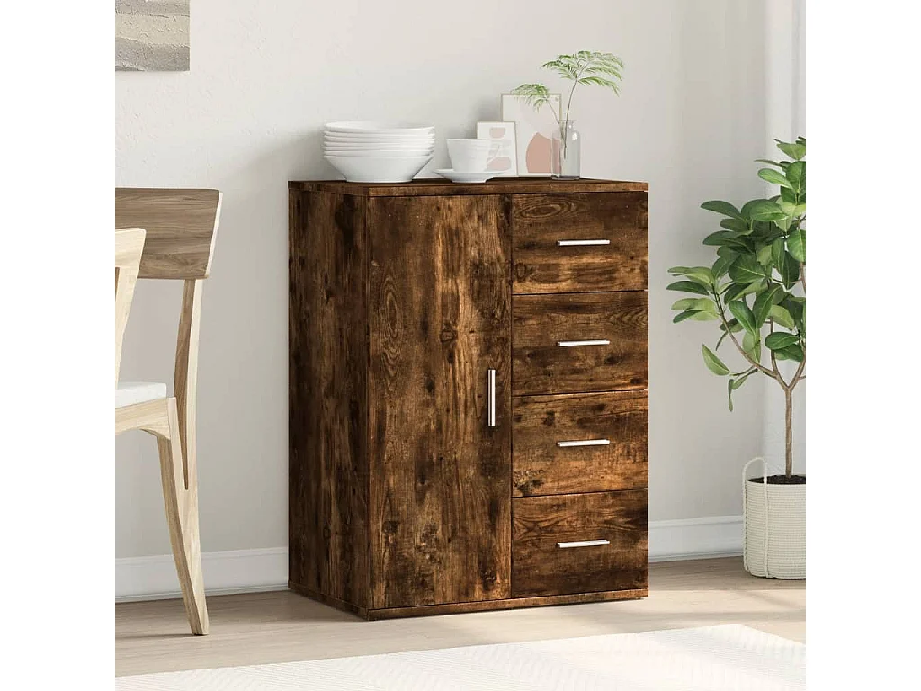 Buffet | Bahut | Meuble de rangement chêne fumé 59x39x80 cm bois d'ingénierie