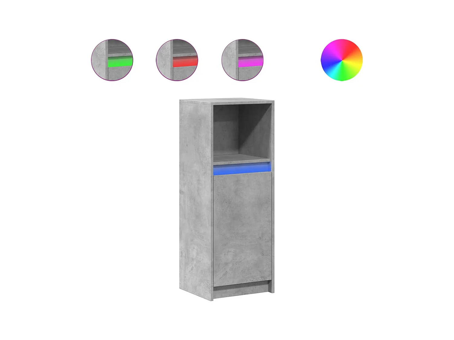 Buffet | Bahut | Meuble de rangement avec LED gris béton 38x34x100 cm bois d'ingénierie