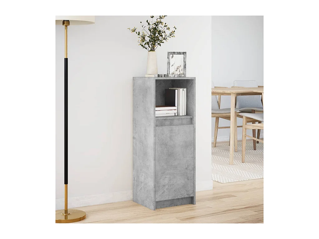 Buffet | Bahut | Meuble de rangement avec LED gris béton 38x34x100 cm bois d'ingénierie