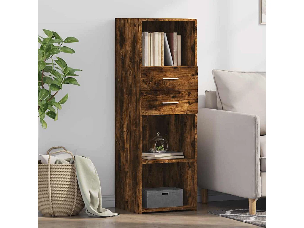 Buffet | Bahut | Meuble de rangement haut chêne fumé 40x42,5x124 cm bois d'ingénierie