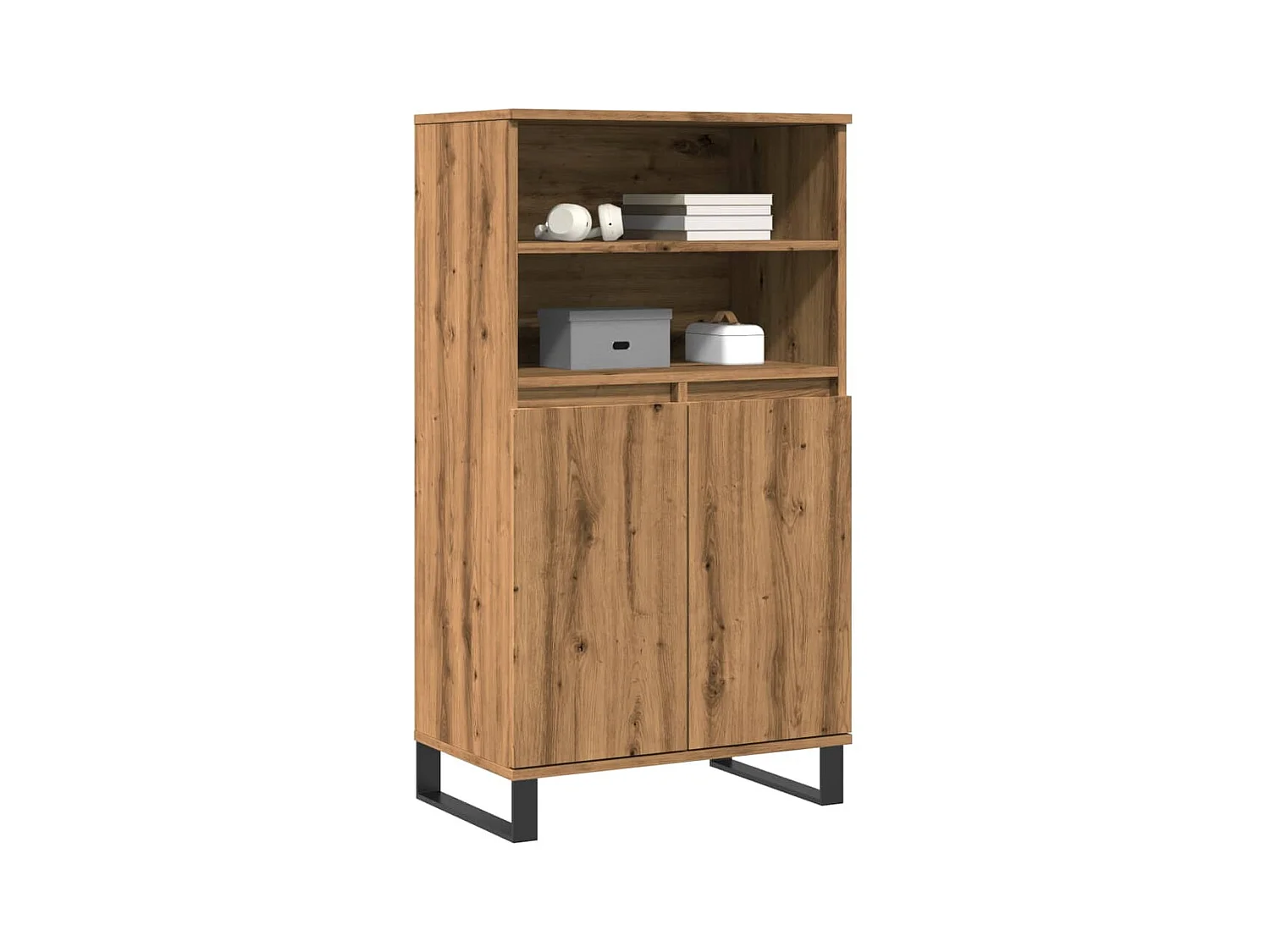 Buffet | Bahut | Meuble de rangement haut chêne artisanal 60x36x110 cm bois d'ingénierie