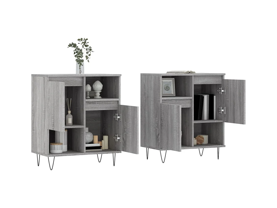 Credenze | Buffet | Armadi 2 pz Grigio Sonoma in Legno Multistrato