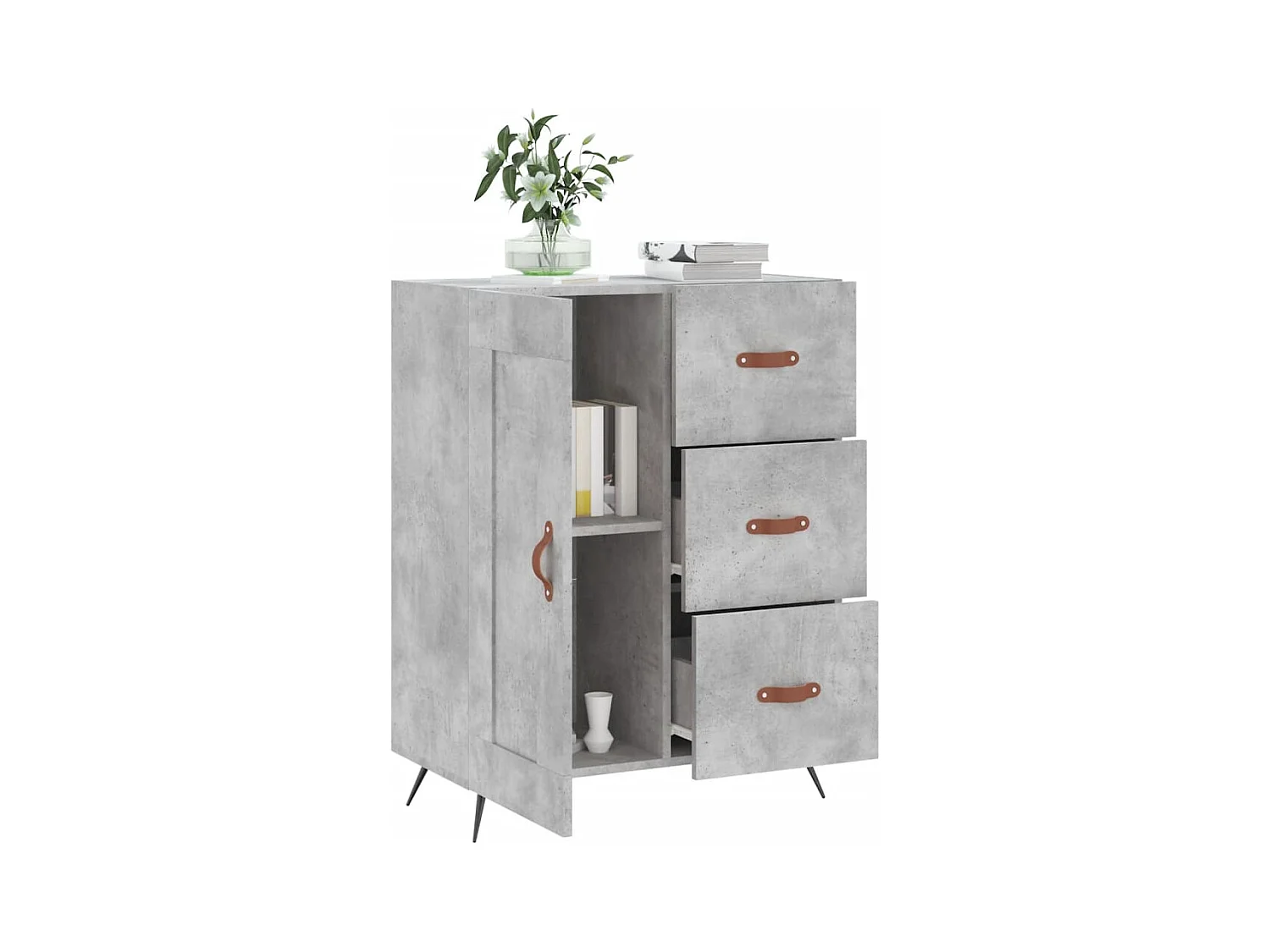 Credenza | Buffet | Armadio Grigio Cemento 69,5x34x90 cm in Legno Multistrato
