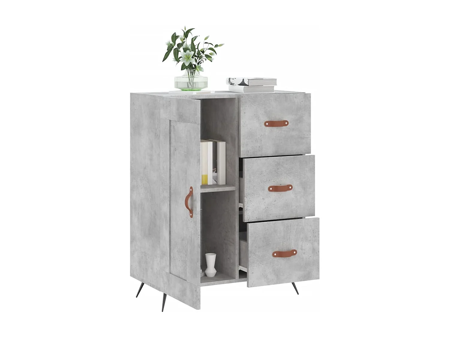 Buffet | Bahut | Meuble de rangement gris béton 69,5x34x90 cm bois d'ingénierie