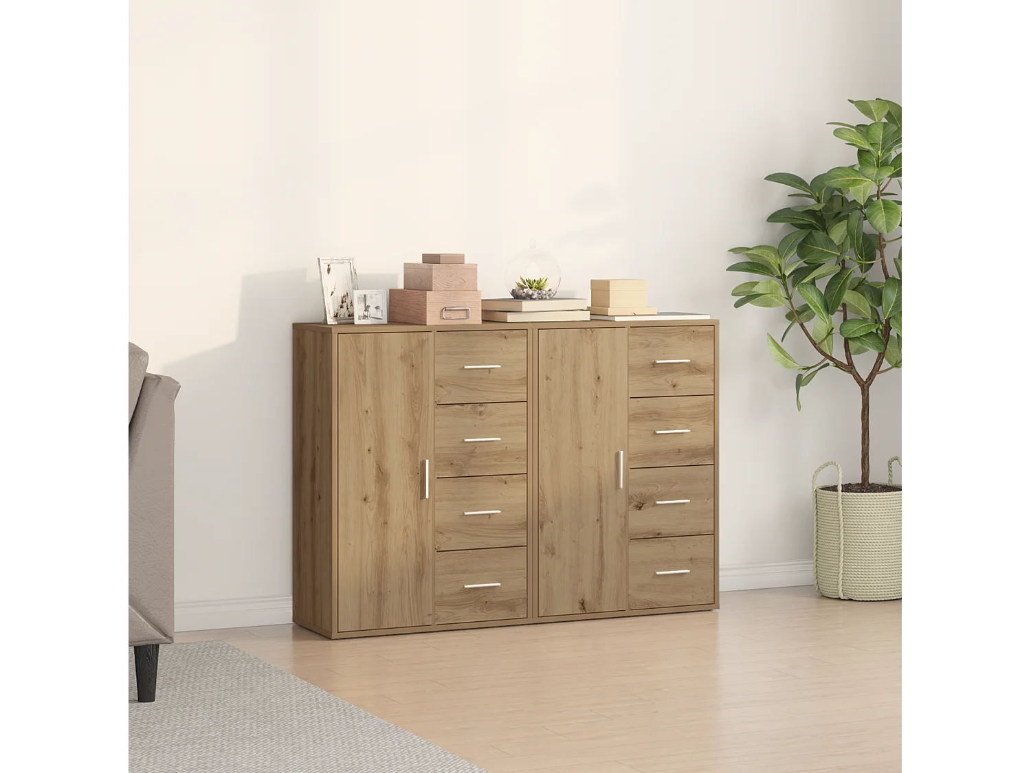 Buffets | Bahuts | Meuble de rangement 2 pcs Chêne Artisan 60x31x84 cm Bois d'ingénierie