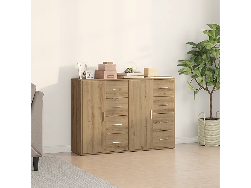 Buffets | Bahuts | Meuble de rangement 2 pcs Chêne Artisan 60x31x84 cm Bois d'ingénierie