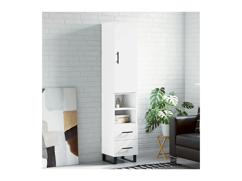 Credenza | Buffet | Armadio Bianca 34,5x34x180 cm in Legno Multistrato