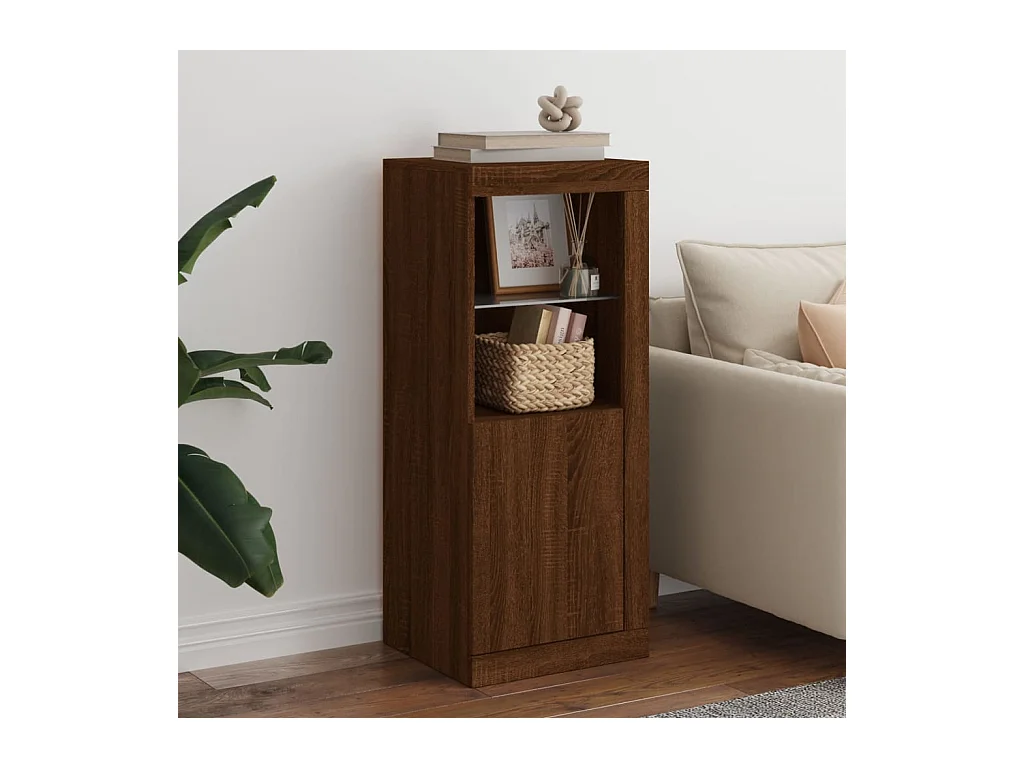 Credenza | Buffet | Armadio con Luci LED Rovere Marrone 41x37x100 cm