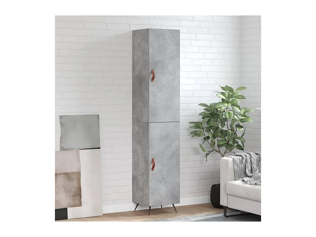 Credenza | Buffet | Armadio Grigio Cemento 34,5x34x180 cm in Legno Multistrato