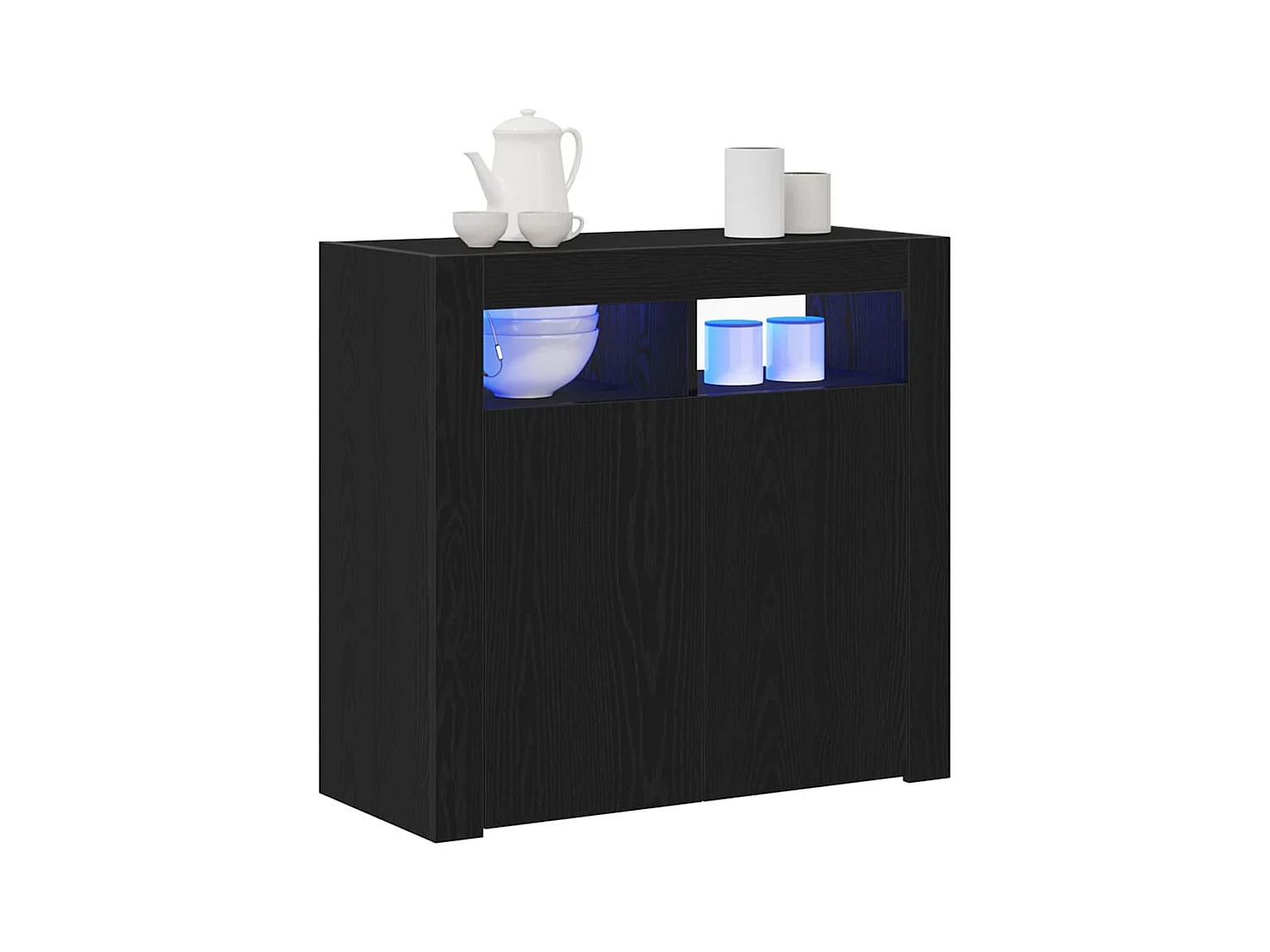 Buffet | Bahut | Meuble de rangement avec lumières LED, Chêne noir, 80x35x75 cm, Bois d'ingénierie