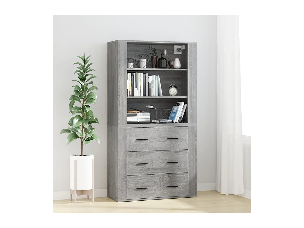 Credenza | Buffet | Armadio Grigio Sonoma in Legno Multistrato