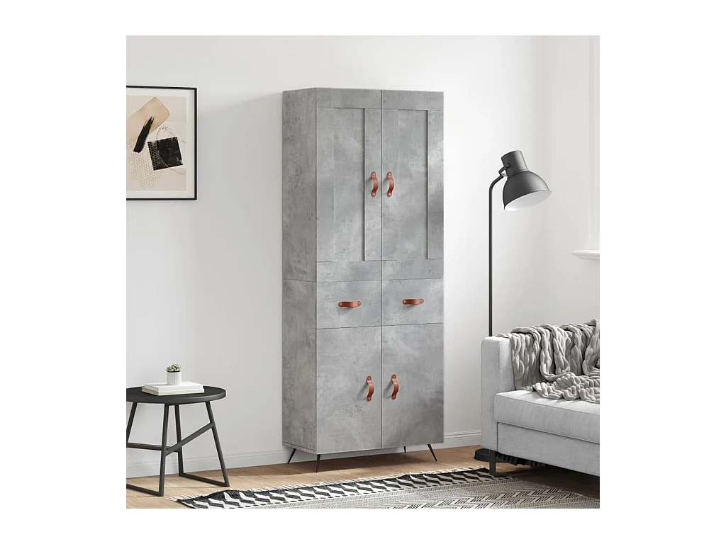 Credenza | Buffet | Armadio Grigio Cemento 69,5x34x180 cm in Legno Multistrato