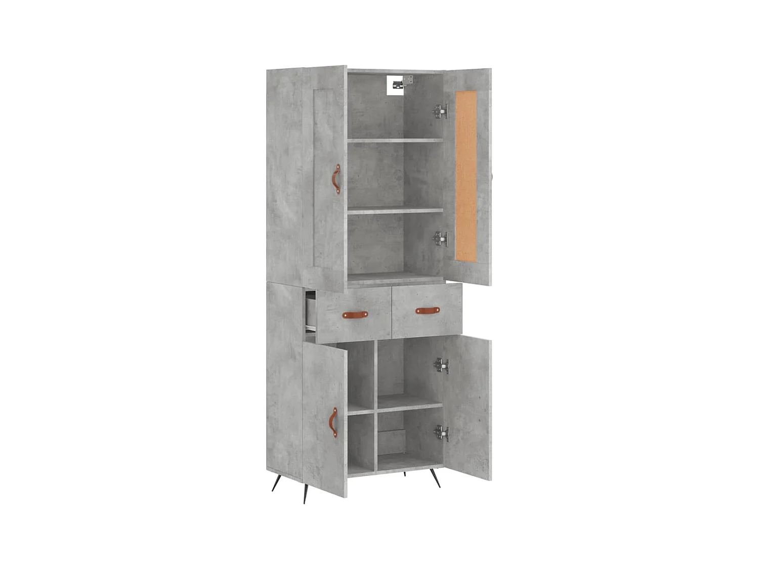 Buffet | Bahut | Meuble de rangement haut Gris béton 69,5x34x180 cm Bois d'ingénierie