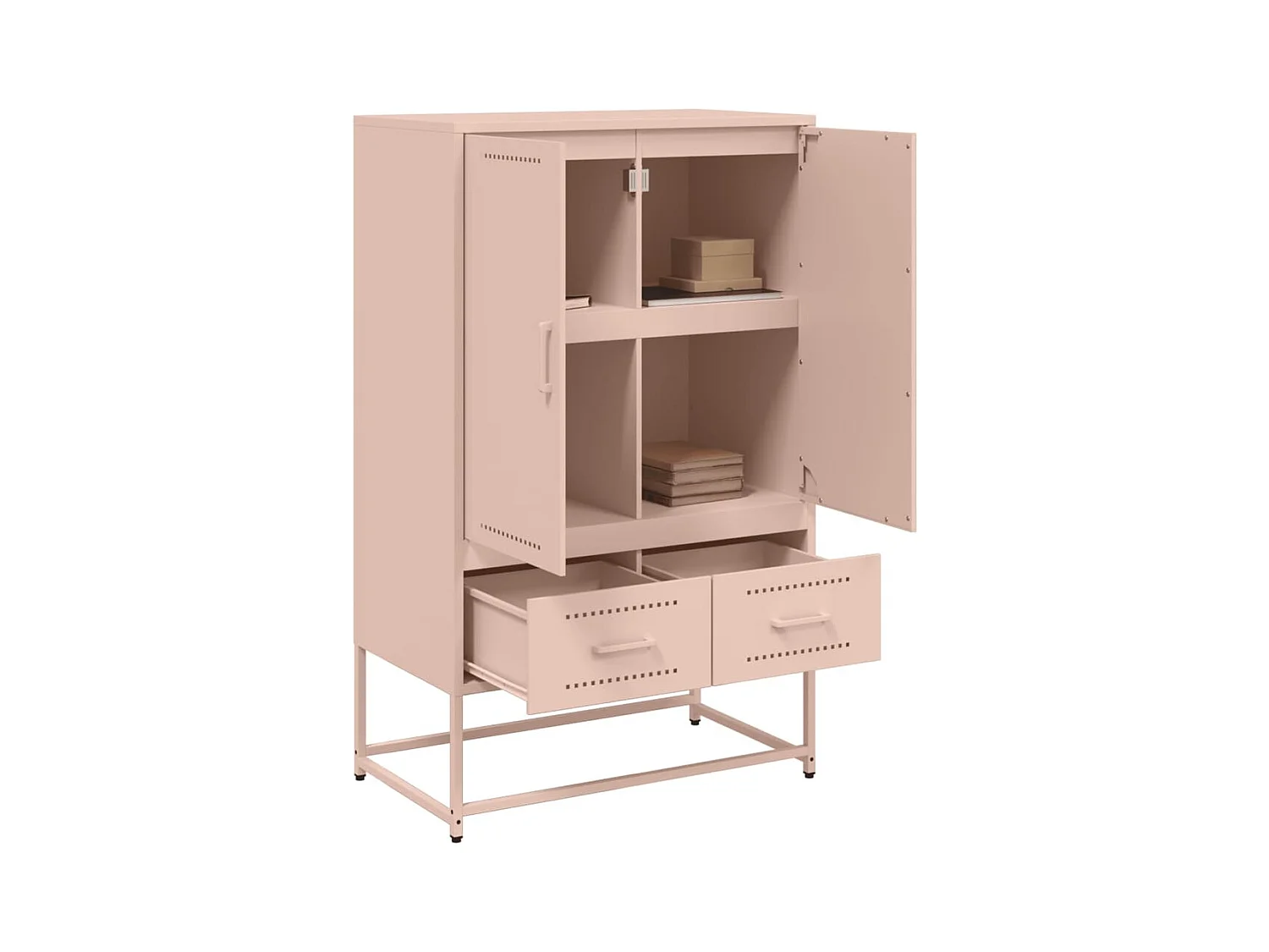 Buffet | Commode à tiroir | Meuble de rangement haut rose 68x39x111,5 cm acier