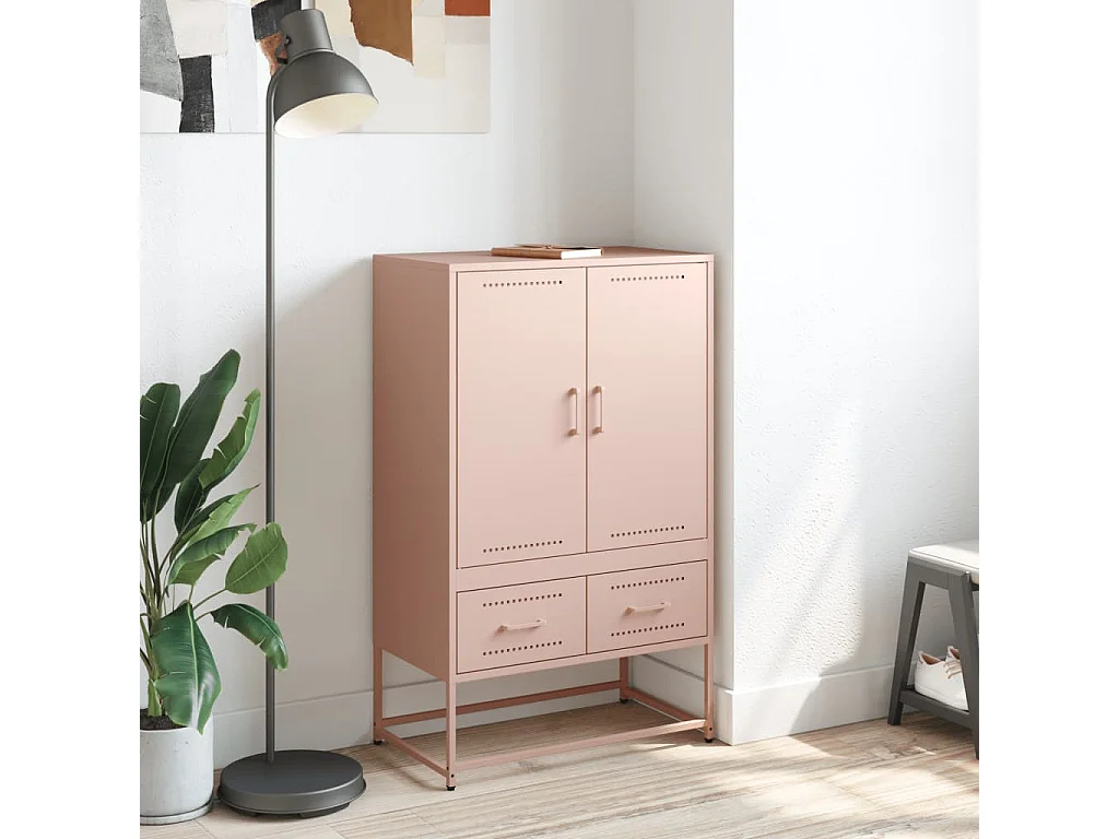 Credenza | Buffet | Armadio Rosa 68x39x111,5 cm Acciaio