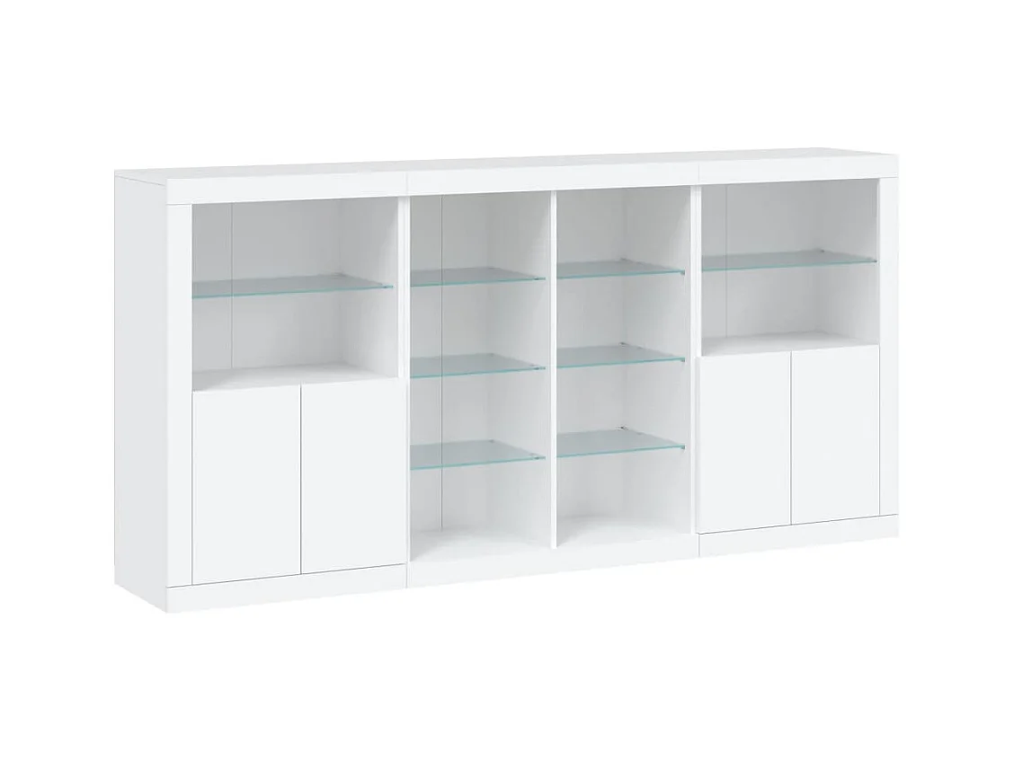 Buffet | Bahut | Meuble de rangement avec lumières LED blanc 202x37x100 cm