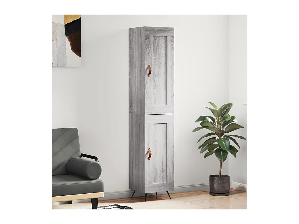 Credenza | Buffet | Armadio Grigio Sonoma 34,5x34x180 cm in Legno Multistrato