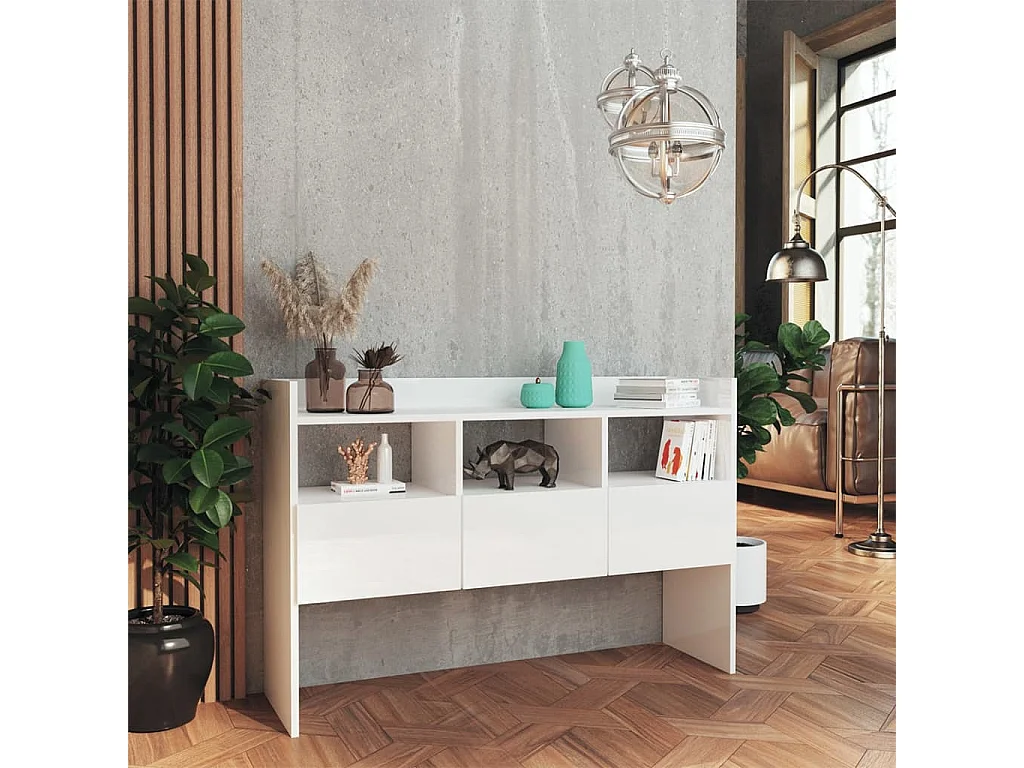 Buffet | Bahut | Meuble de rangement Blanc brillant 105x30x70 cm Bois d’ingénierie