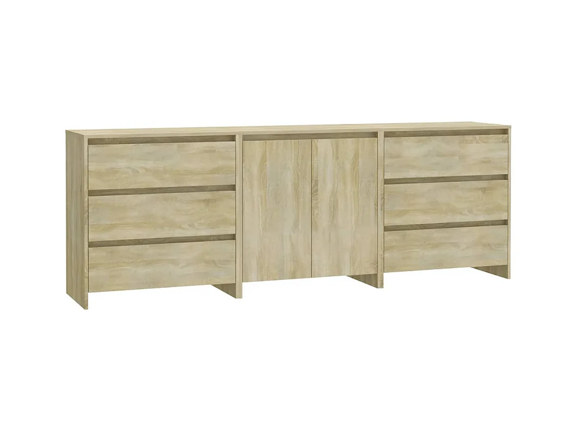 Buffet | Commode à tiroir | Meuble de rangements | Bahuts | Meuble de rangement 3 pcs Chêne sonoma Bois d'ingénierie