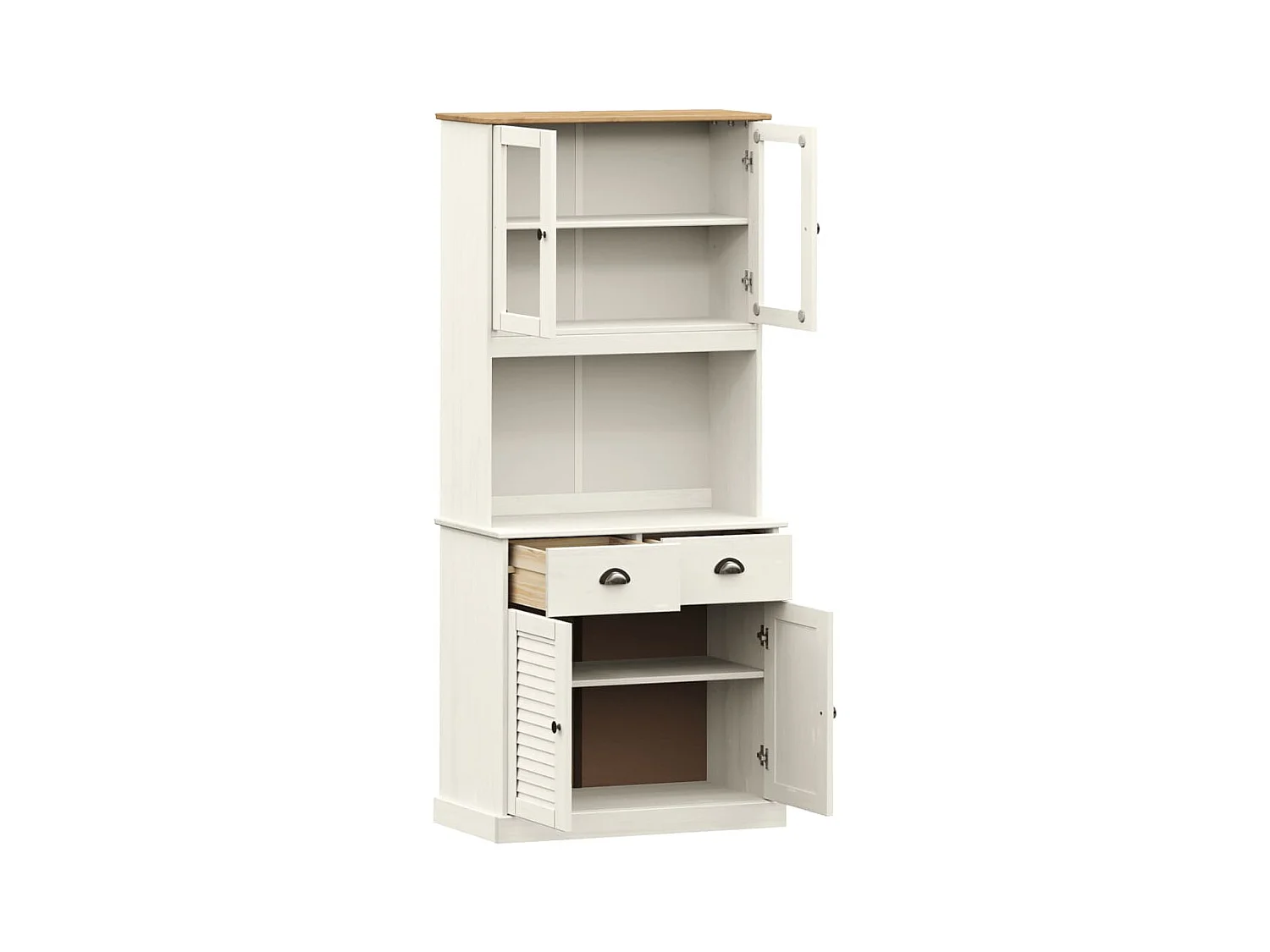 Buffet | Commode à tiroir | Meuble de rangement haut VIGO blanc 78x40x175 cm bois massif de pin